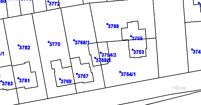 Parcela st. 3754/2 v KÚ Žižkov, Katastrální mapa