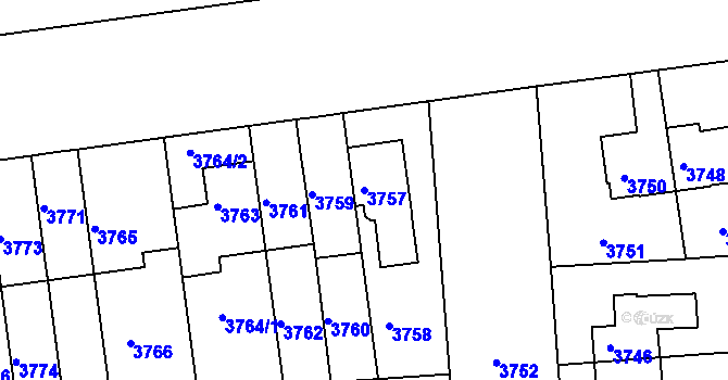 Parcela st. 3757 v KÚ Žižkov, Katastrální mapa