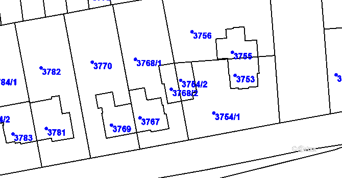 Parcela st. 3768/2 v KÚ Žižkov, Katastrální mapa