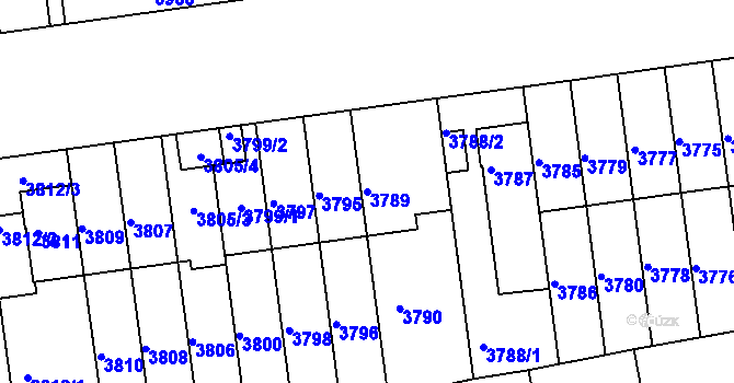 Parcela st. 3789 v KÚ Žižkov, Katastrální mapa