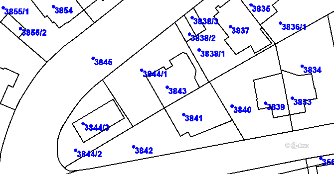 Parcela st. 3843 v KÚ Žižkov, Katastrální mapa