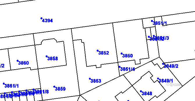 Parcela st. 3852 v KÚ Žižkov, Katastrální mapa