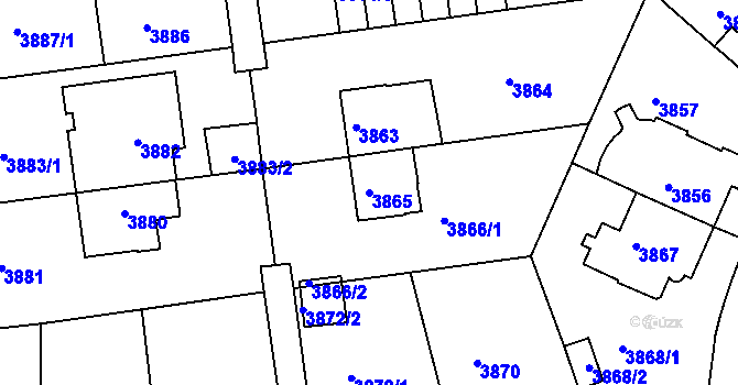 Parcela st. 3865 v KÚ Žižkov, Katastrální mapa