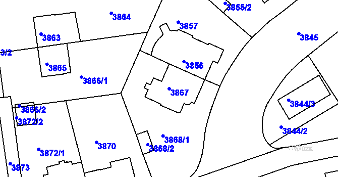 Parcela st. 3867 v KÚ Žižkov, Katastrální mapa