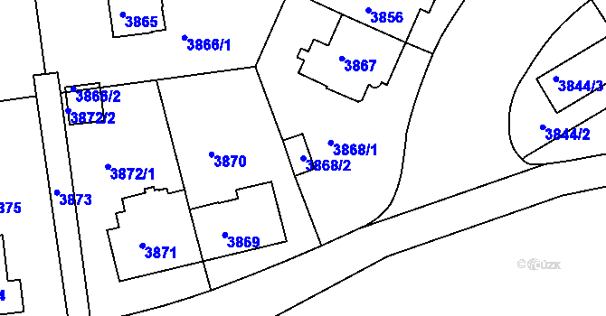 Parcela st. 3868/2 v KÚ Žižkov, Katastrální mapa