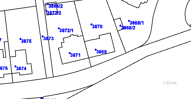 Parcela st. 3869 v KÚ Žižkov, Katastrální mapa