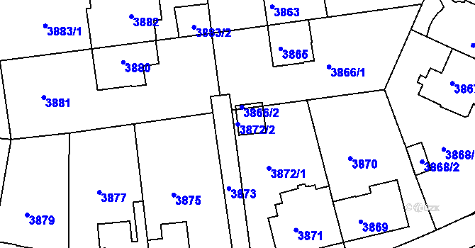 Parcela st. 3872/2 v KÚ Žižkov, Katastrální mapa