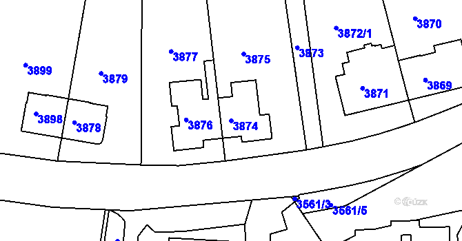Parcela st. 3874 v KÚ Žižkov, Katastrální mapa