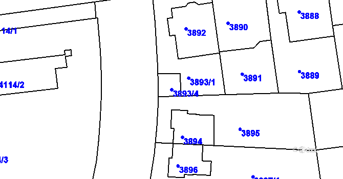 Parcela st. 3893/4 v KÚ Žižkov, Katastrální mapa