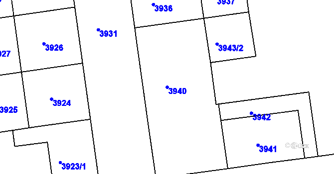 Parcela st. 3940 v KÚ Žižkov, Katastrální mapa