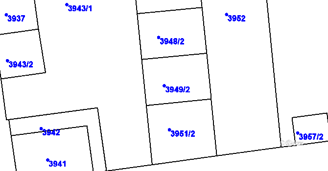 Parcela st. 3949/2 v KÚ Žižkov, Katastrální mapa
