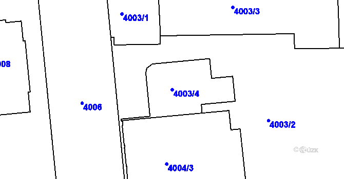 Parcela st. 4003/4 v KÚ Žižkov, Katastrální mapa