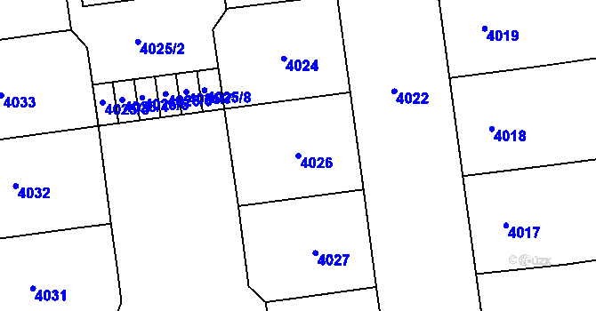 Parcela st. 4026 v KÚ Žižkov, Katastrální mapa