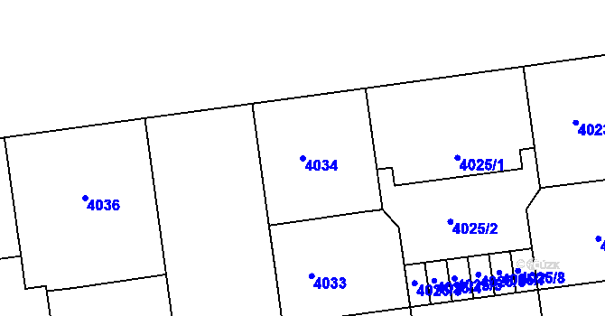 Parcela st. 4034 v KÚ Žižkov, Katastrální mapa