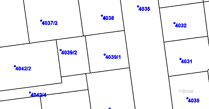 Parcela st. 4039/1 v KÚ Žižkov, Katastrální mapa