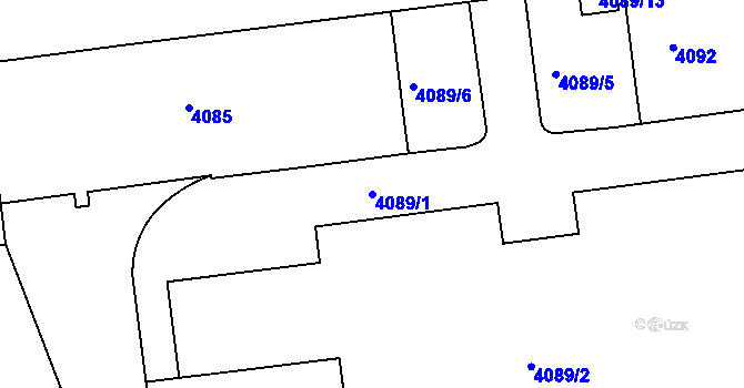 Parcela st. 4089/1 v KÚ Žižkov, Katastrální mapa