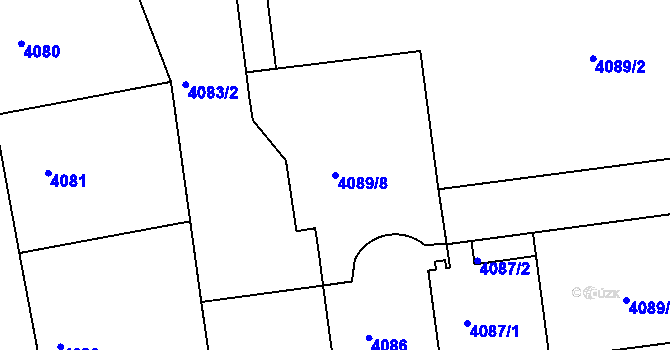 Parcela st. 4089/8 v KÚ Žižkov, Katastrální mapa