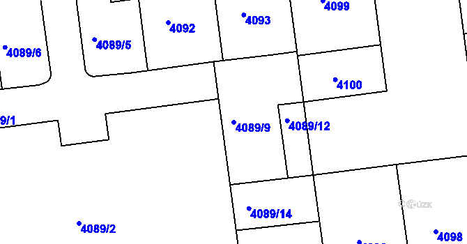 Parcela st. 4089/9 v KÚ Žižkov, Katastrální mapa