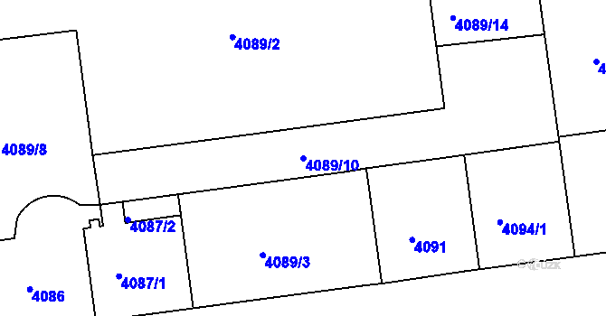Parcela st. 4089/10 v KÚ Žižkov, Katastrální mapa