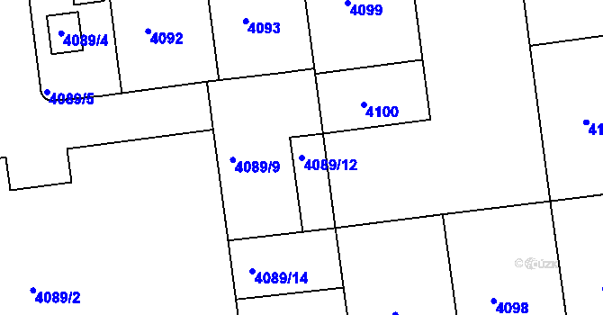 Parcela st. 4089/12 v KÚ Žižkov, Katastrální mapa