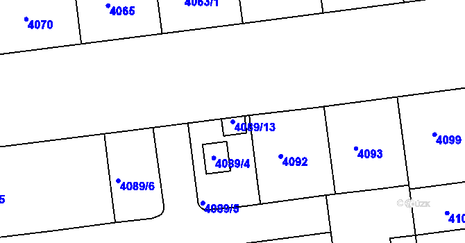 Parcela st. 4089/13 v KÚ Žižkov, Katastrální mapa