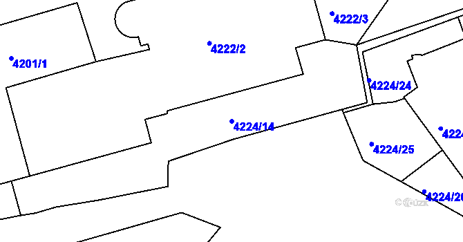 Parcela st. 4224/14 v KÚ Žižkov, Katastrální mapa