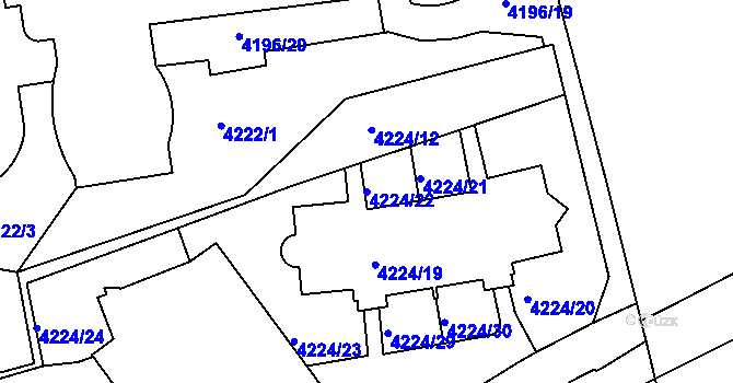 Parcela st. 4224/22 v KÚ Žižkov, Katastrální mapa