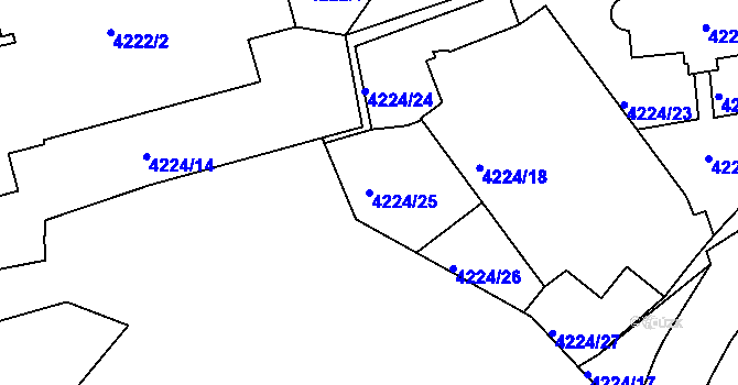 Parcela st. 4224/25 v KÚ Žižkov, Katastrální mapa