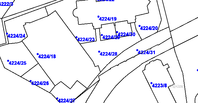Parcela st. 4224/28 v KÚ Žižkov, Katastrální mapa