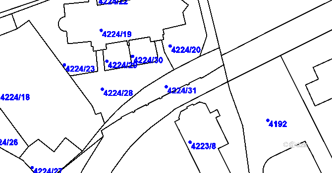 Parcela st. 4224/31 v KÚ Žižkov, Katastrální mapa