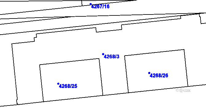 Parcela st. 4268/3 v KÚ Žižkov, Katastrální mapa