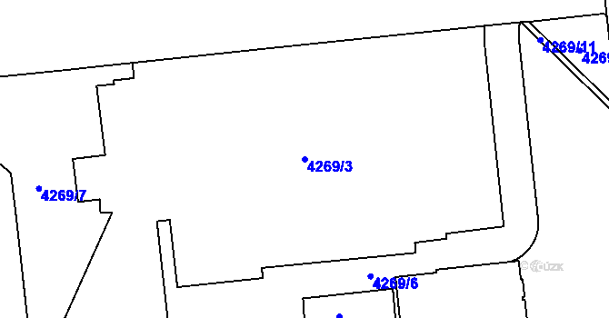 Parcela st. 4269/3 v KÚ Žižkov, Katastrální mapa