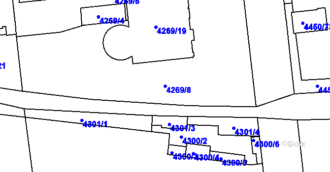 Parcela st. 4269/8 v KÚ Žižkov, Katastrální mapa