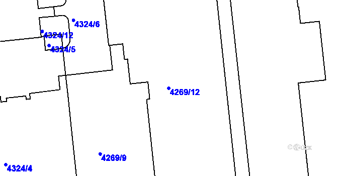 Parcela st. 4269/12 v KÚ Žižkov, Katastrální mapa