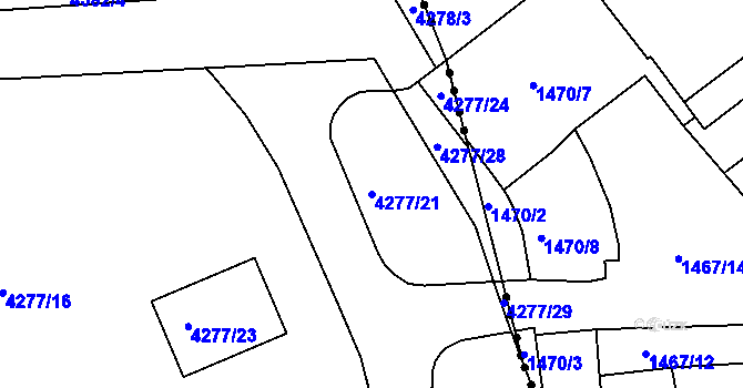 Parcela st. 4277/21 v KÚ Žižkov, Katastrální mapa
