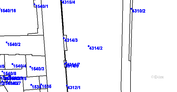 Parcela st. 4314/2 v KÚ Žižkov, Katastrální mapa