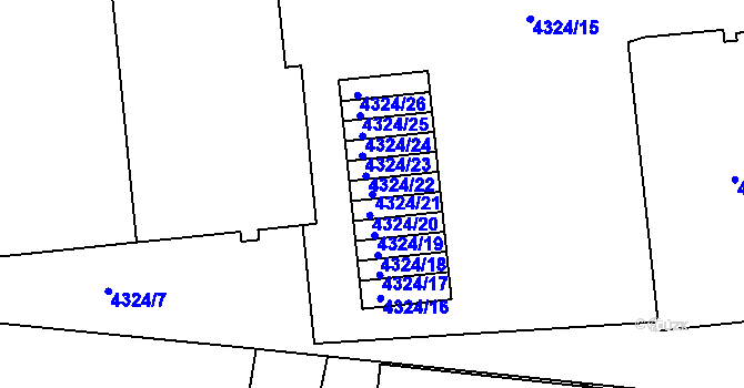 Parcela st. 4324/21 v KÚ Žižkov, Katastrální mapa