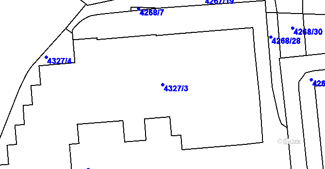 Parcela st. 4327/3 v KÚ Žižkov, Katastrální mapa
