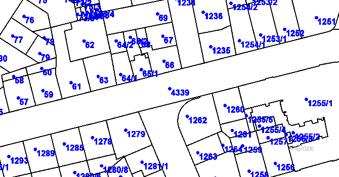 Parcela st. 4339 v KÚ Žižkov, Katastrální mapa