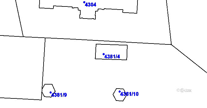 Parcela st. 4381/4 v KÚ Žižkov, Katastrální mapa