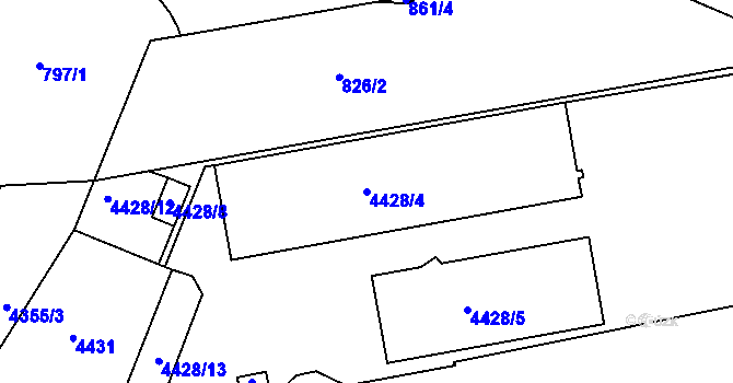 Parcela st. 4428/4 v KÚ Žižkov, Katastrální mapa