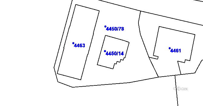Parcela st. 4450/14 v KÚ Žižkov, Katastrální mapa