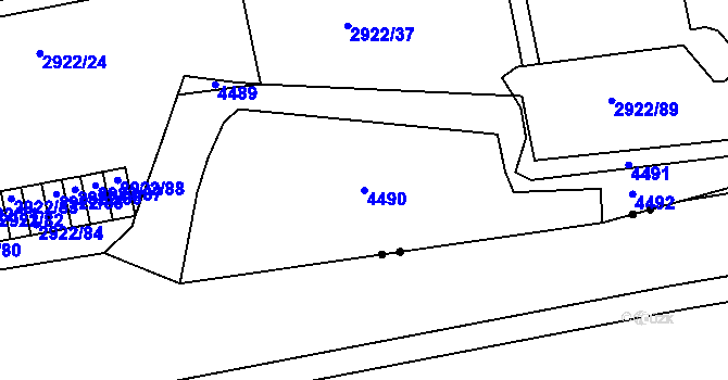 Parcela st. 4490 v KÚ Žižkov, Katastrální mapa