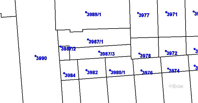 Parcela st. 3987/3 v KÚ Žižkov, Katastrální mapa