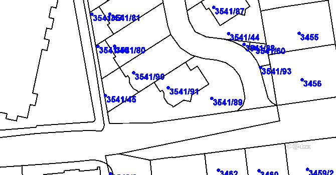 Parcela st. 3541/91 v KÚ Žižkov, Katastrální mapa