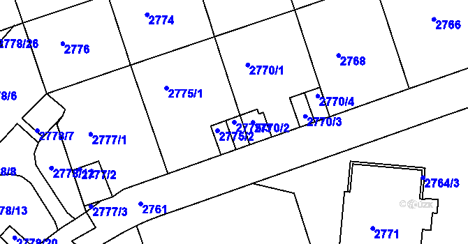 Parcela st. 2775/3 v KÚ Žižkov, Katastrální mapa