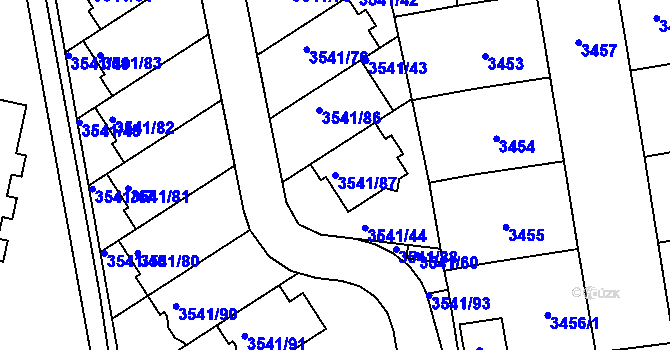 Parcela st. 3541/87 v KÚ Žižkov, Katastrální mapa