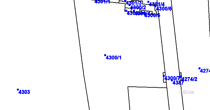 Parcela st. 4300/1 v KÚ Žižkov, Katastrální mapa