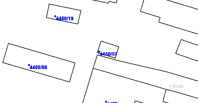 Parcela st. 4450/57 v KÚ Žižkov, Katastrální mapa