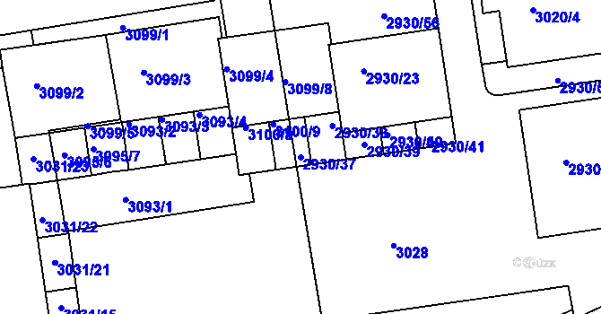 Parcela st. 2930/37 v KÚ Žižkov, Katastrální mapa